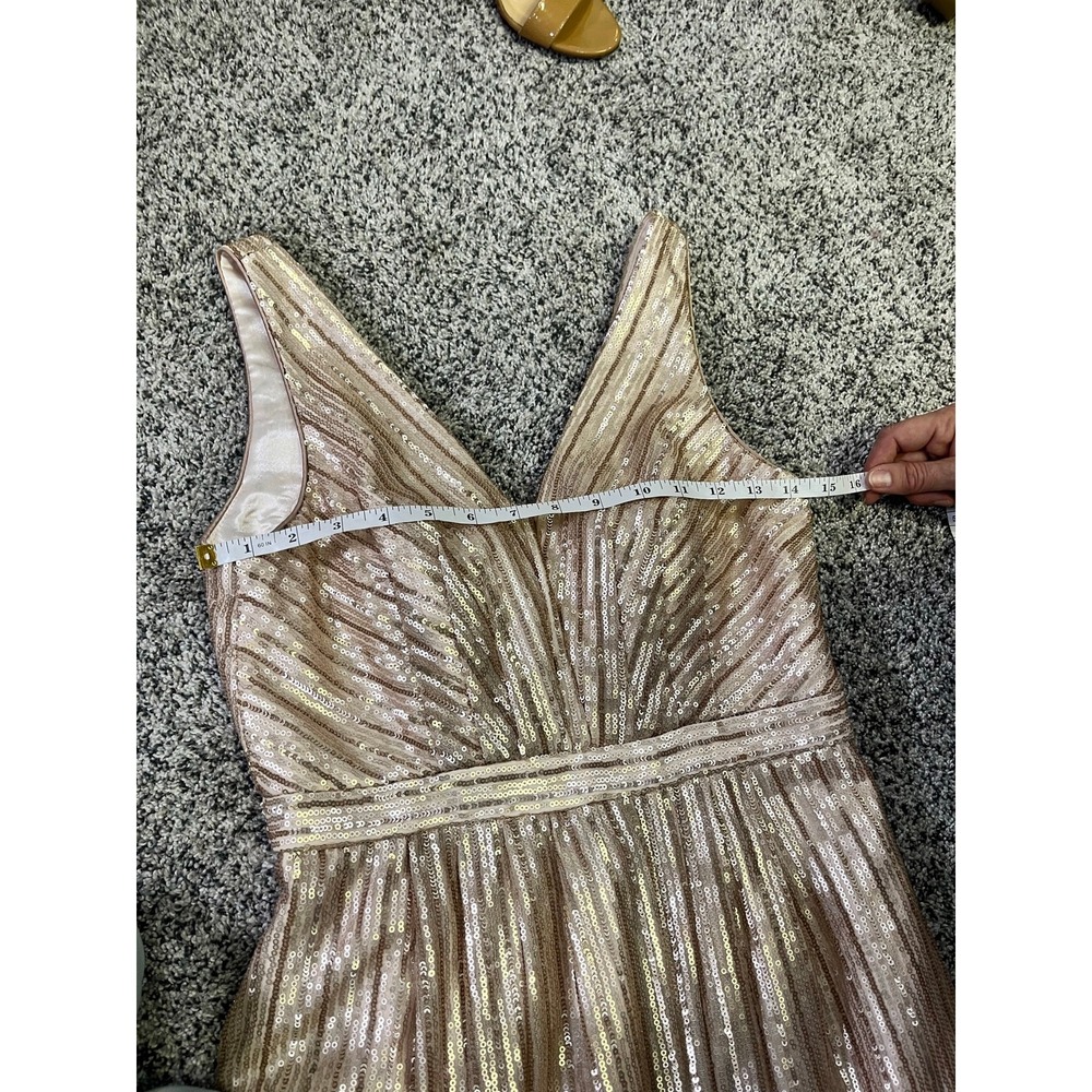 Adrianna Papell Weddington Way Gold Sequin Pleated Maxi Gown Formal Dress 2 - Picture 5 of 10